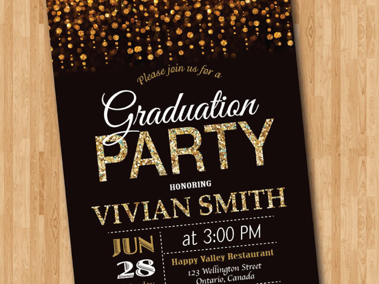 Graduation Party Invitation. Gold Glitter Graduation Invite Etsy