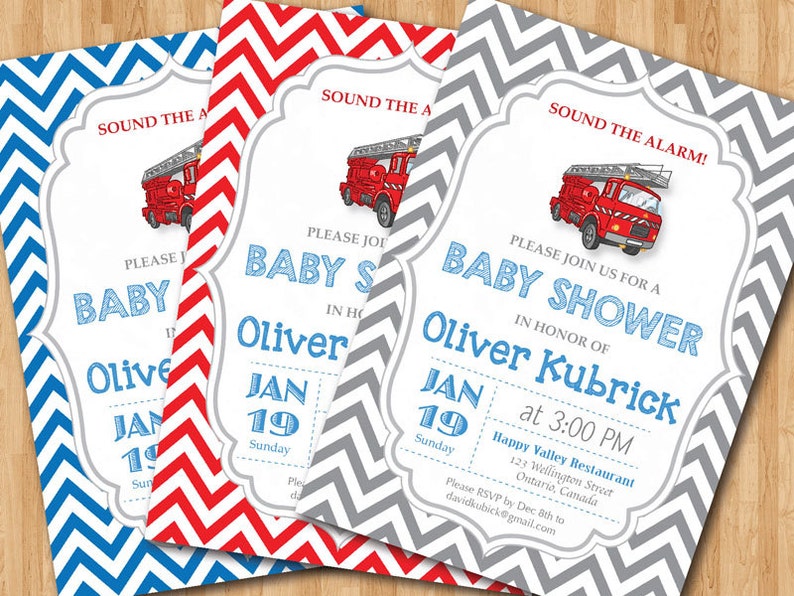 Firetruck Baby Shower Invitation Baby Boy Chevron Invites Etsy Firetruck Baby Shower Invitation Baby Boy Chevron Invites Etsy