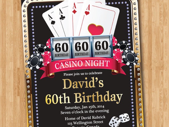 Casino 50th Birthday Invitation. Poker Playing Card. Gold | Etsy