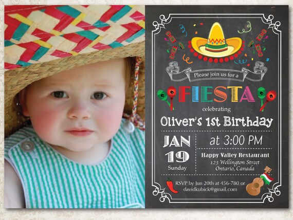 chalkboard fiesta birthday invitation cinco de mayo party etsy