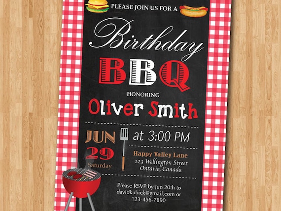 bbq birthday invitation bbq party invitation summer picnic etsy
