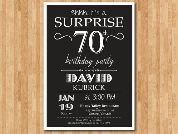 Surprise 70th Birthday Invitation Men Auldt Birthday Party Etsy