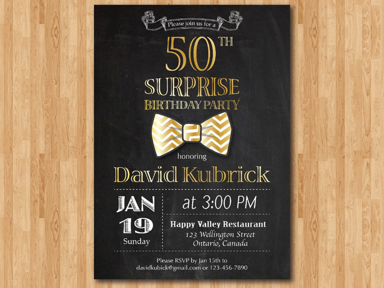 50th Birthday Invitation For Men Bowtie Little Man Invite Etsy