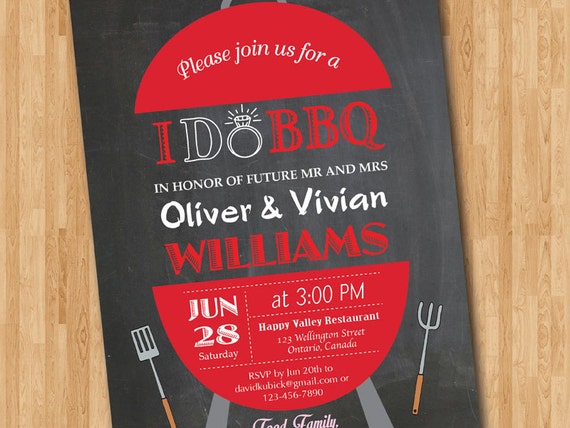 I Do Bbq Wedding Invitation Chalkboard Backyard Invite Pink Etsy
