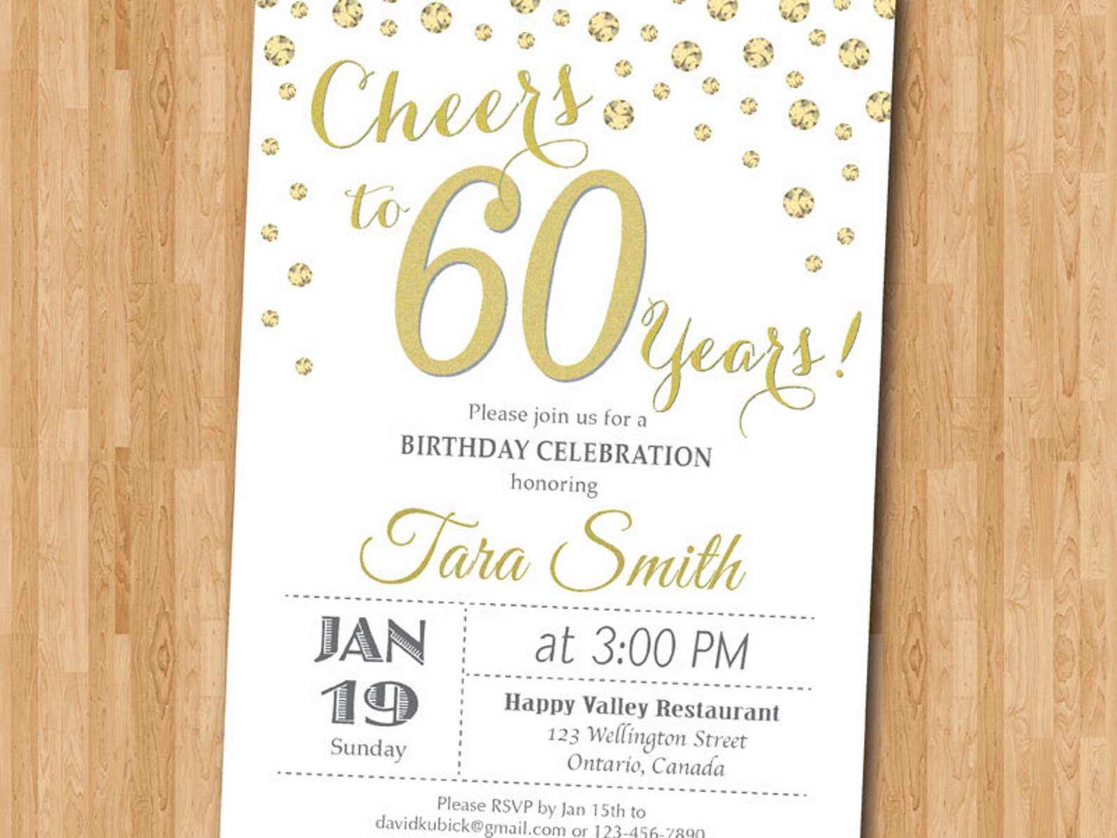 Invito di compleanno 60Th. Oro Glitter. Applausi per la festa Etsy