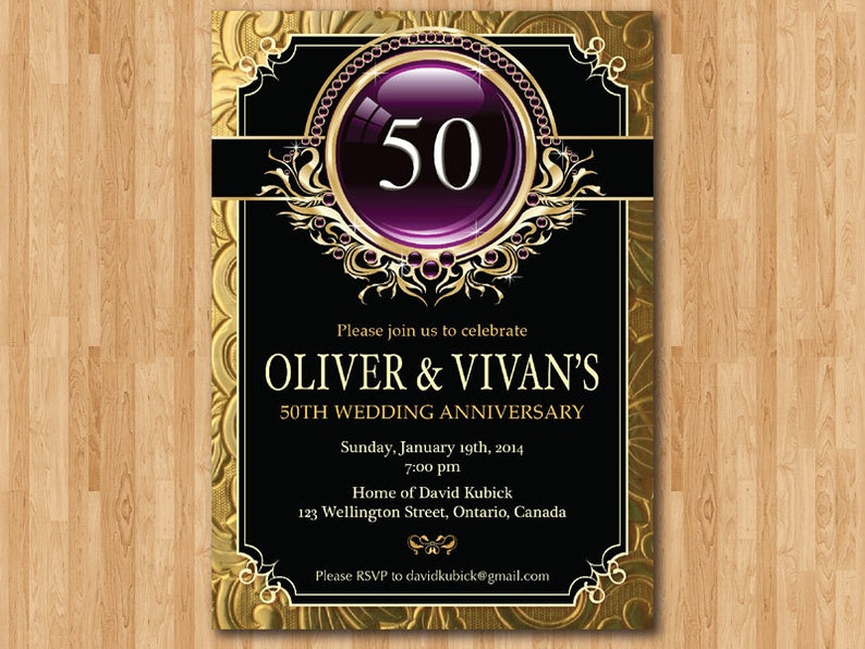 50th Gold Wedding Anniversary Invite Golden Fifty Printable Digital DIY 50th-gold-wedding-anniversary-invite-golden-fifty-printable-digital-diy