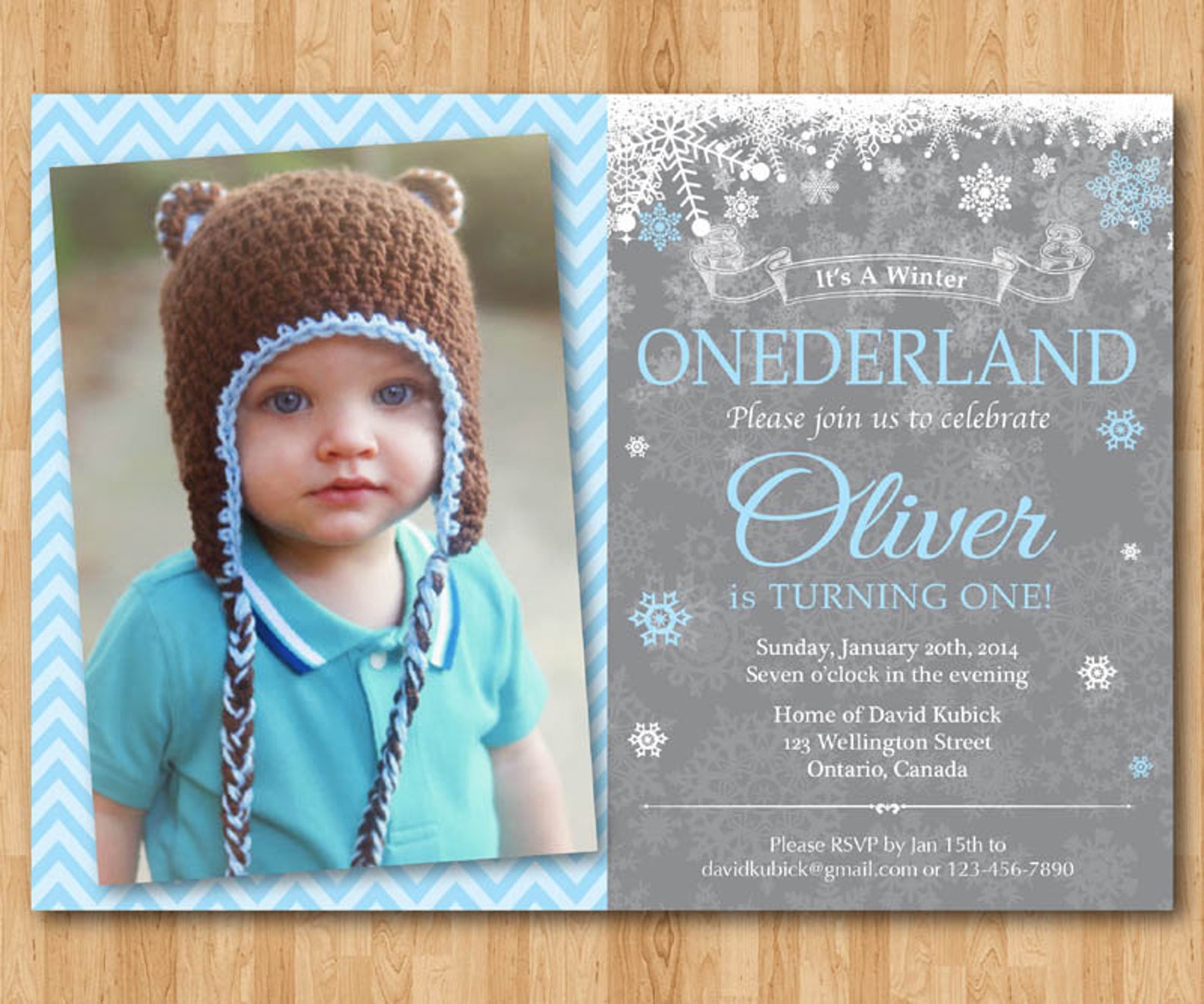 Winter Onederland Birthday Invitation. Boy or Girl Birthday. Etsy