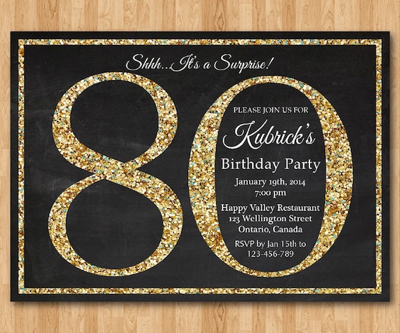 80th-birthday-invitation-gold-glitter-birthday-party-invite-etsy