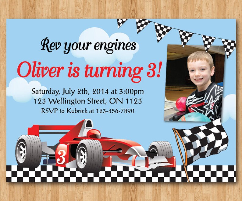 Race Car Birthday Invitation Boy Racing Car Birthday Party Etsy