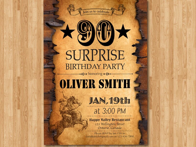 90th birthday invitation western