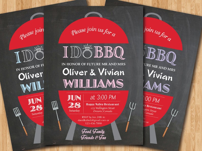 I Do Bbq Wedding Invitation Chalkboard Backyard Invite Pink Etsy