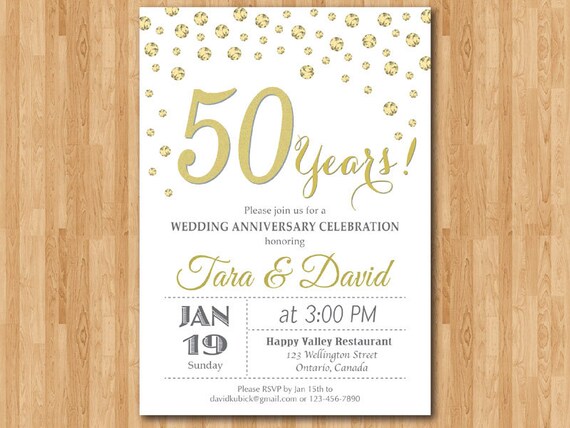 50e Anniversaire Invitation 50e Anniversaire De Mariage Etsy