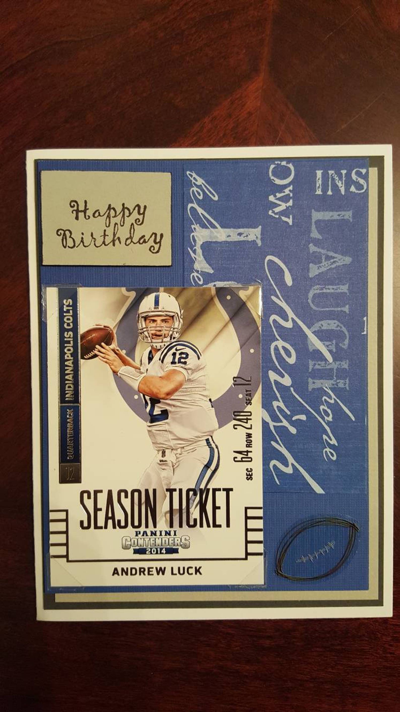 Indianapolis Colts Birthday Card featuring Andrew Luck or T.Y. Etsy