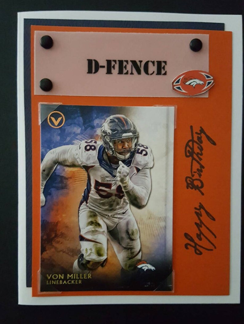 Denver Broncos Birthday Card With Von Miller on a Detachable Etsy