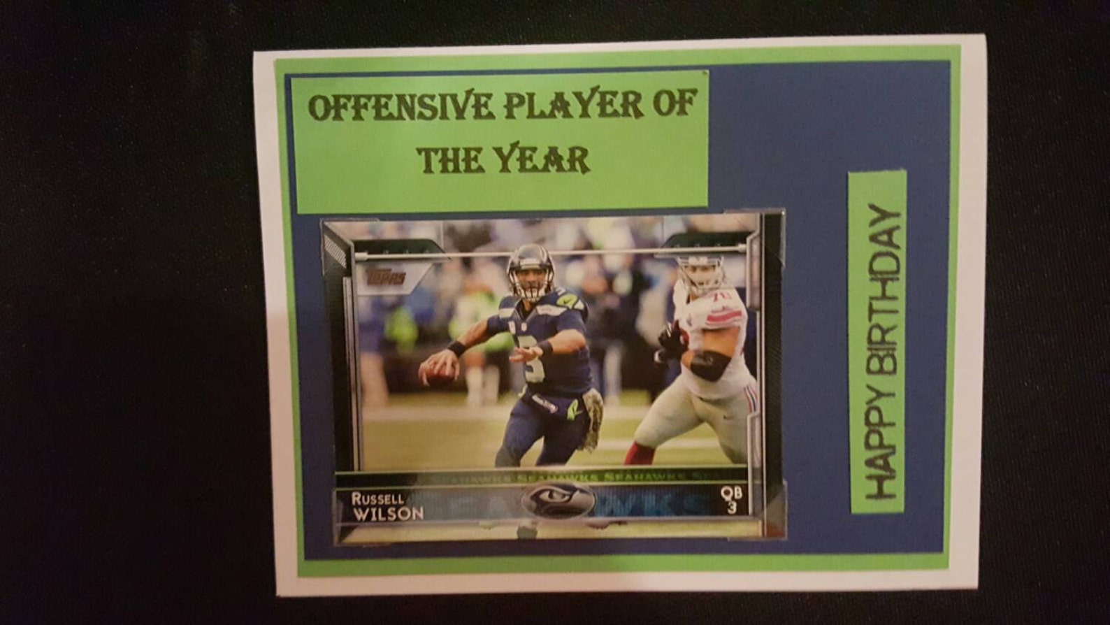 Seattle Seahawks Birthday card with a detachable trading card Etsy