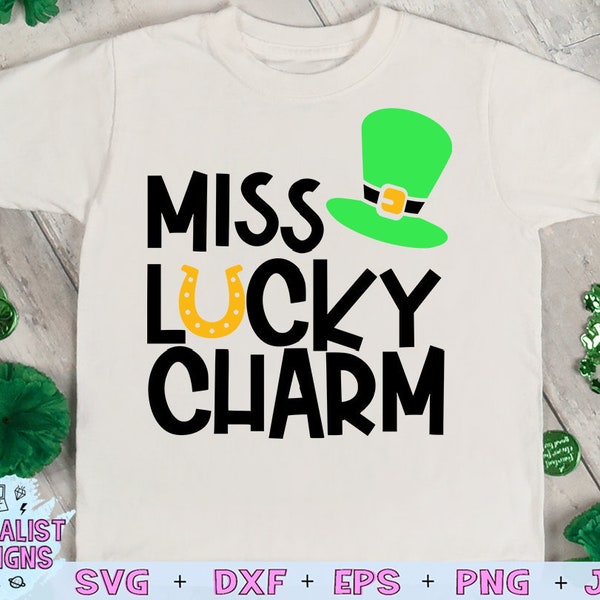 Miss Lucky Charm svg, leprechaun svg, st patrick's day svg, st patrick's svg, girls st patrick's day shirt, cricut cut files, silhouette