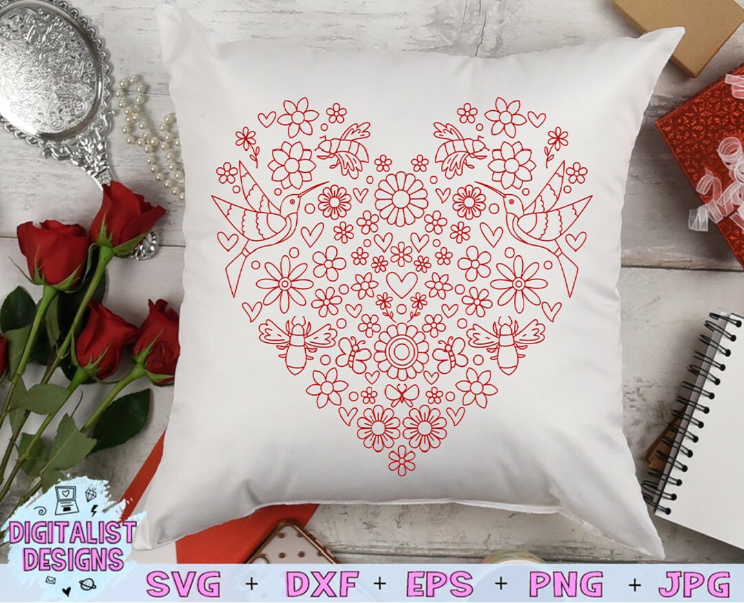 Flower Mandala Svg, Heart Svg, Zentangle, Valentines Day Svg ...