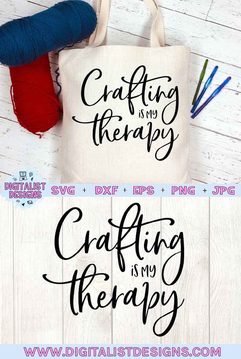 crafting is my therapy svg, sublimation, cricut, funny svg, quote svg, silhouette, dxf, png, printable, cut file image 3