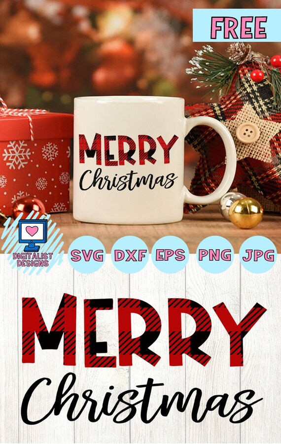 Download Free Free Svg File Merry Christmas Svg Buffalo Plaid Christmas Etsy SVG DXF Cut File