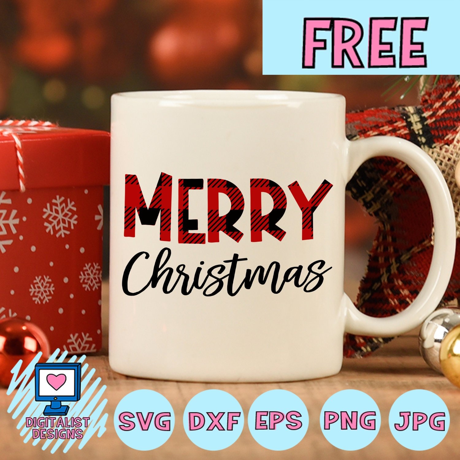 Download Free SVG file merry christmas svg buffalo plaid christmas ...