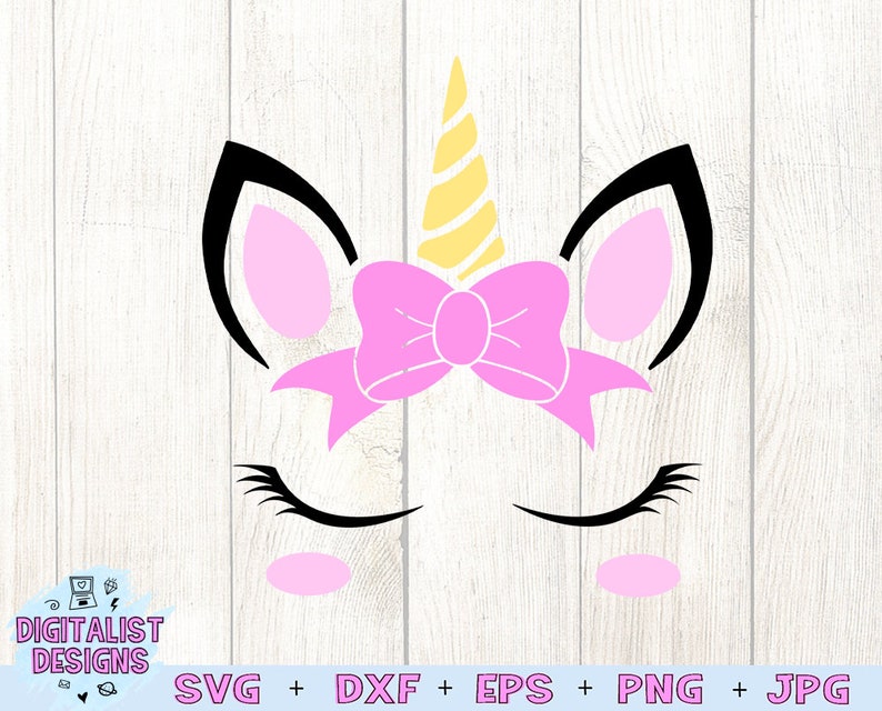 Download Unicorn face svg unicorn svg horn bow svg eyelashes svg | Etsy