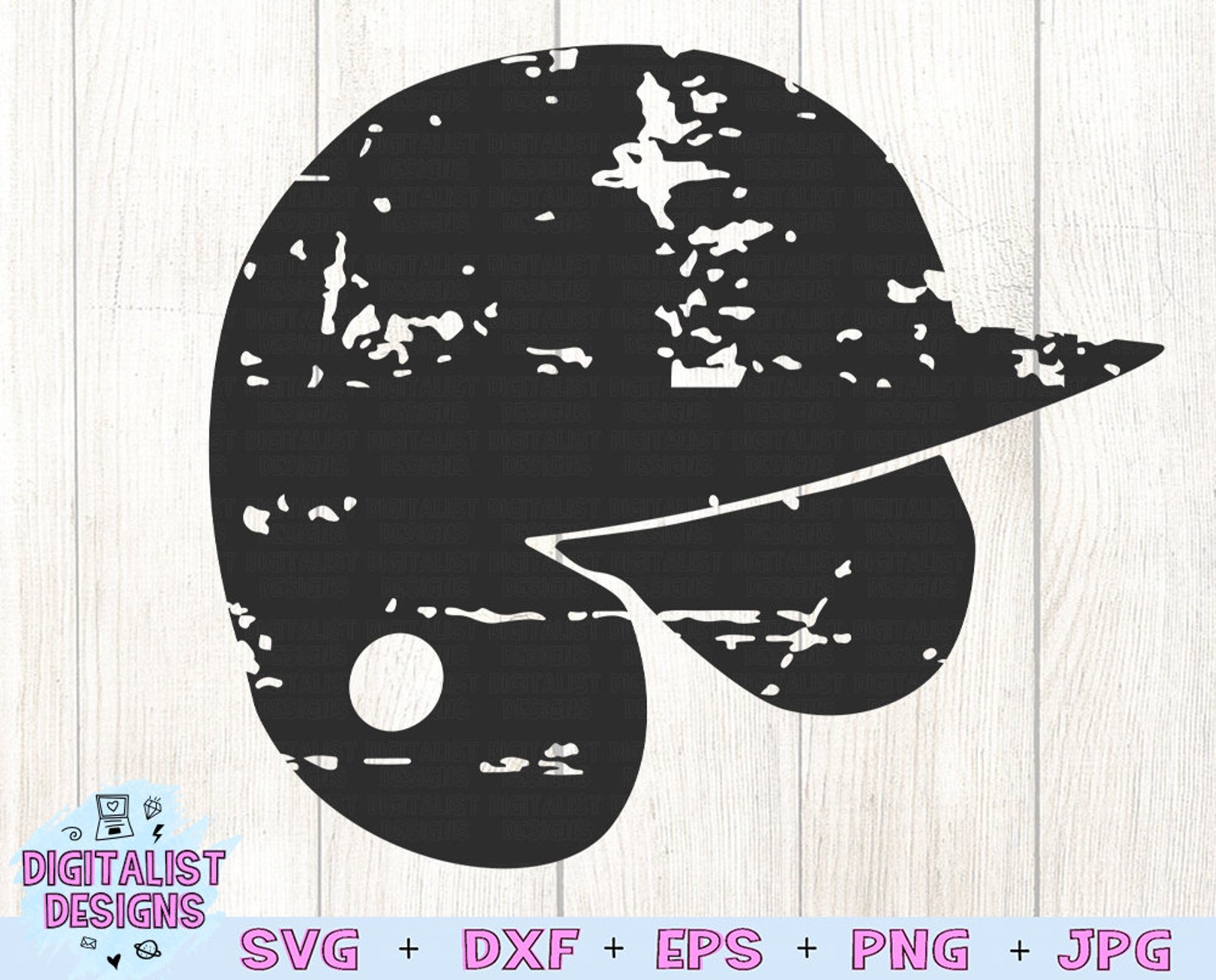 Baseball Helmet Svg Distressed Svg Grunge Baseball Svg Etsy