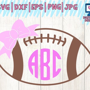 football svg, circle monogram svg, monogram frame svg, bow svg, football vector, cricut cut files, silhouette, football shirt, sports svg