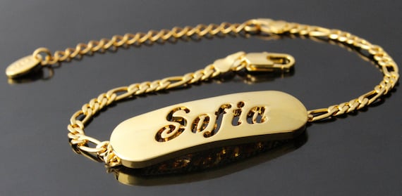 SOFIA oro plateado nombre collar & nombre pulsera regalo set / - Etsy España