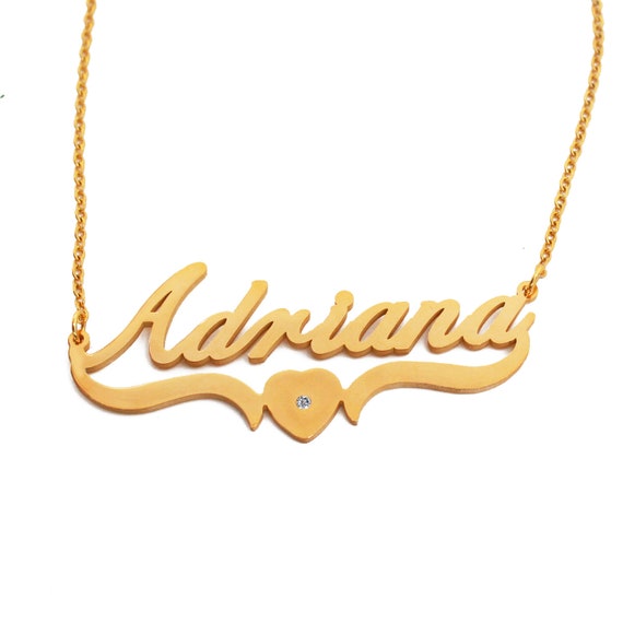 Adriana Heart Name Necklace 18ct Gold 
