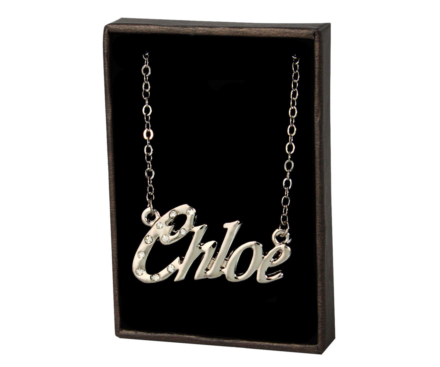 Name Necklace Chloe 18k White Gold Plated customized Name Necklace