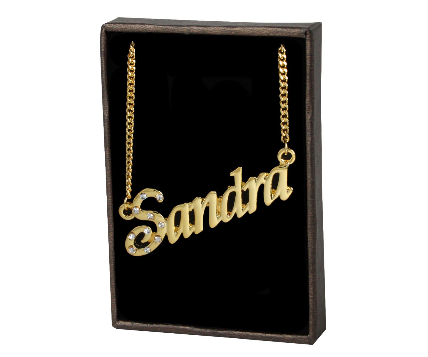 Name Necklace Sandra Gold Plated 18ct 