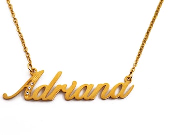 Collar de nombre Adriana - Joyería de nombre personalizado - Tono de plata y oro - Regalo personalizado para las mujeres - Caja de regalo gratis & Bolsa