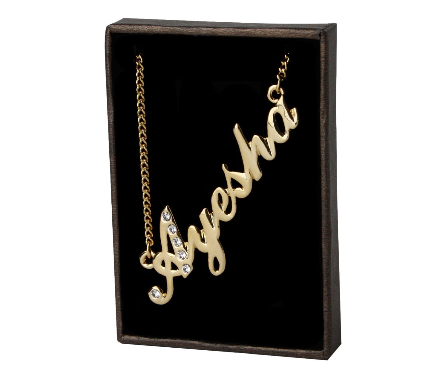 Buy Name Necklace Ayesha Gold Plated 18ct Personalised Necklace ...