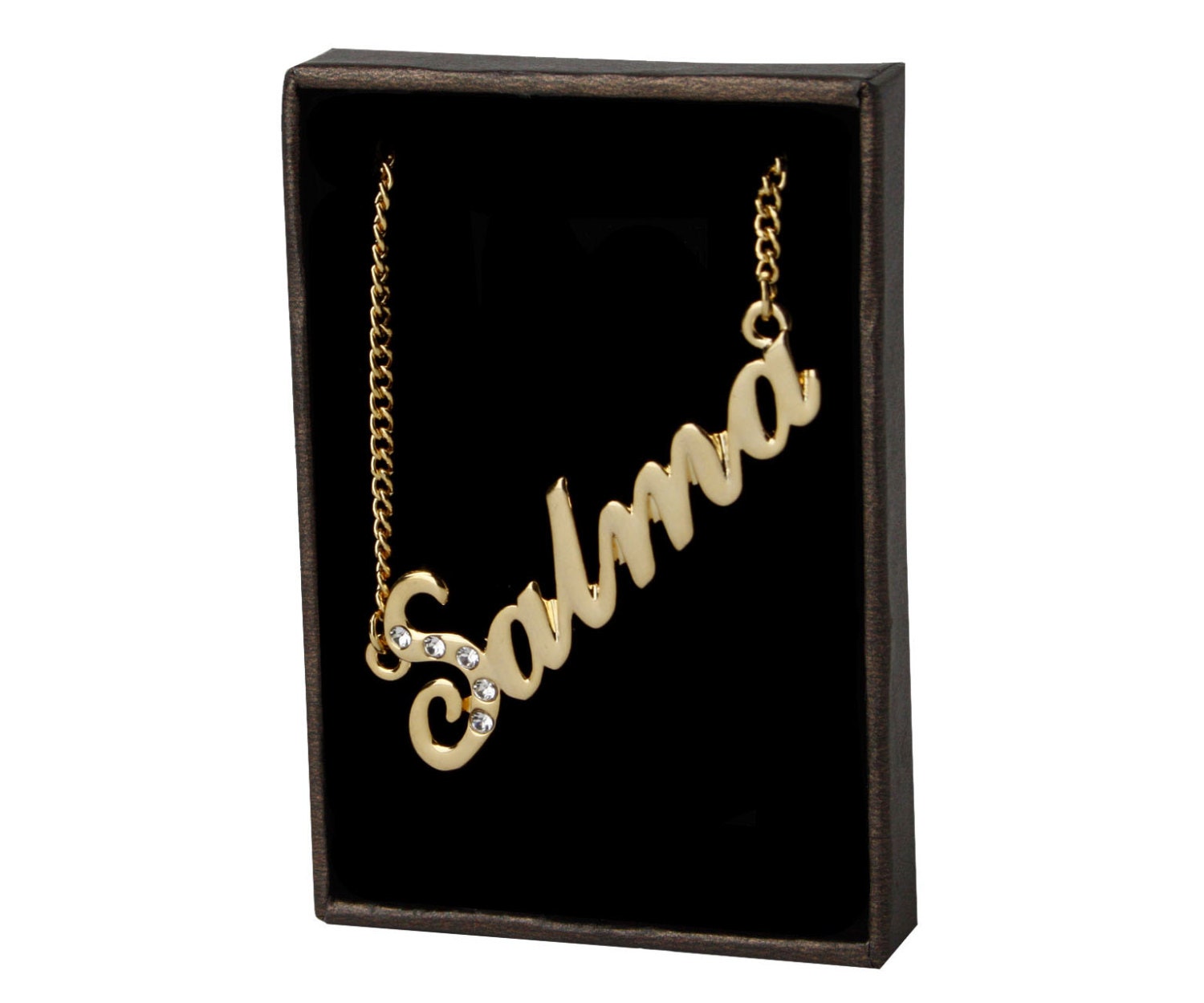 Buy Name Necklace Salma Gold Plated 18ct Personalised Necklace ...