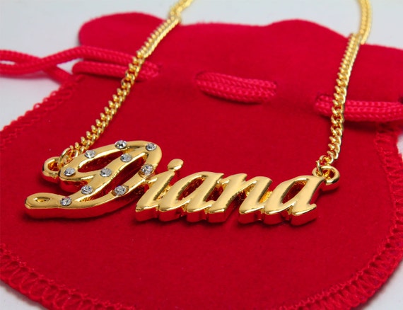 Name Necklace Diana Gold Plated 18ct 