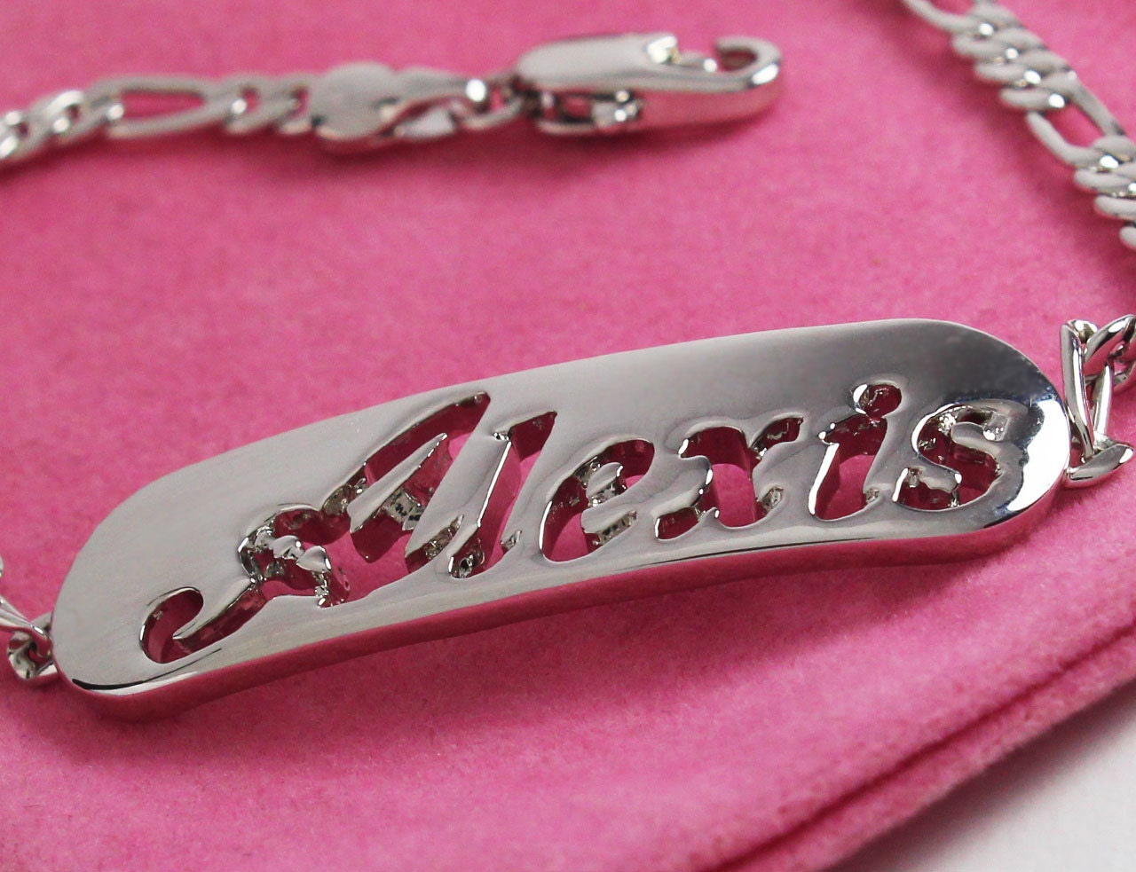 Name Bracelet ALEXIS White Gold Plated 