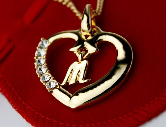 Buy Heart Necklace m Inital in Heart 18K Gold Plated Online in India - Etsy Buy Heart Necklace m Inital in Heart 18K Gold Plated Online in India - Etsy