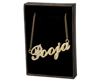 Name Necklace Pooja Gold Plated 18ct 