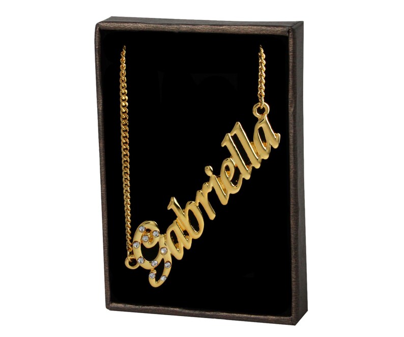 Name Necklace Gabriella Gold Plated 18ct Personalised Etsy
