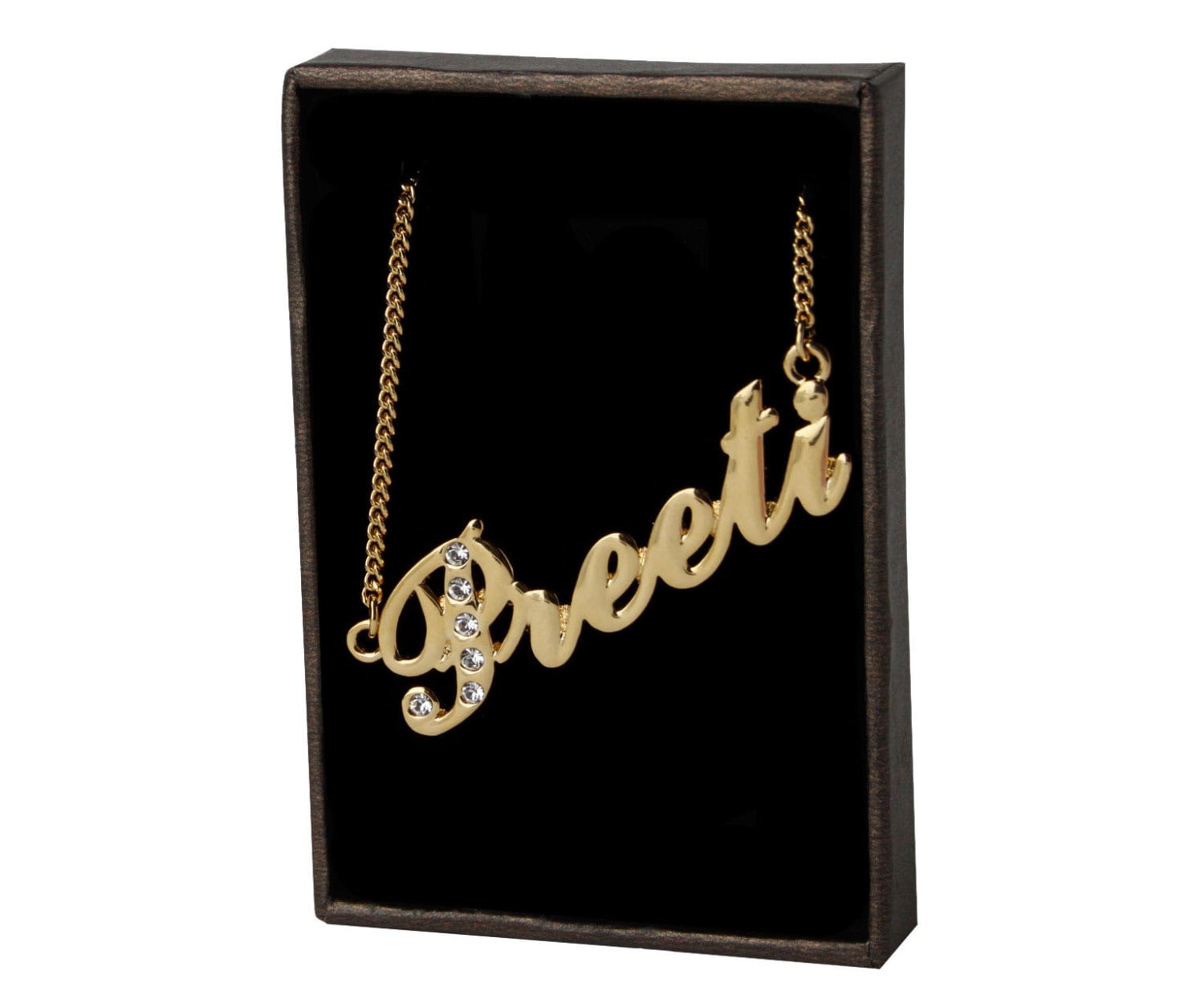 Name Necklace Preeti Gold Plated 18ct Personalised Necklace Etsy