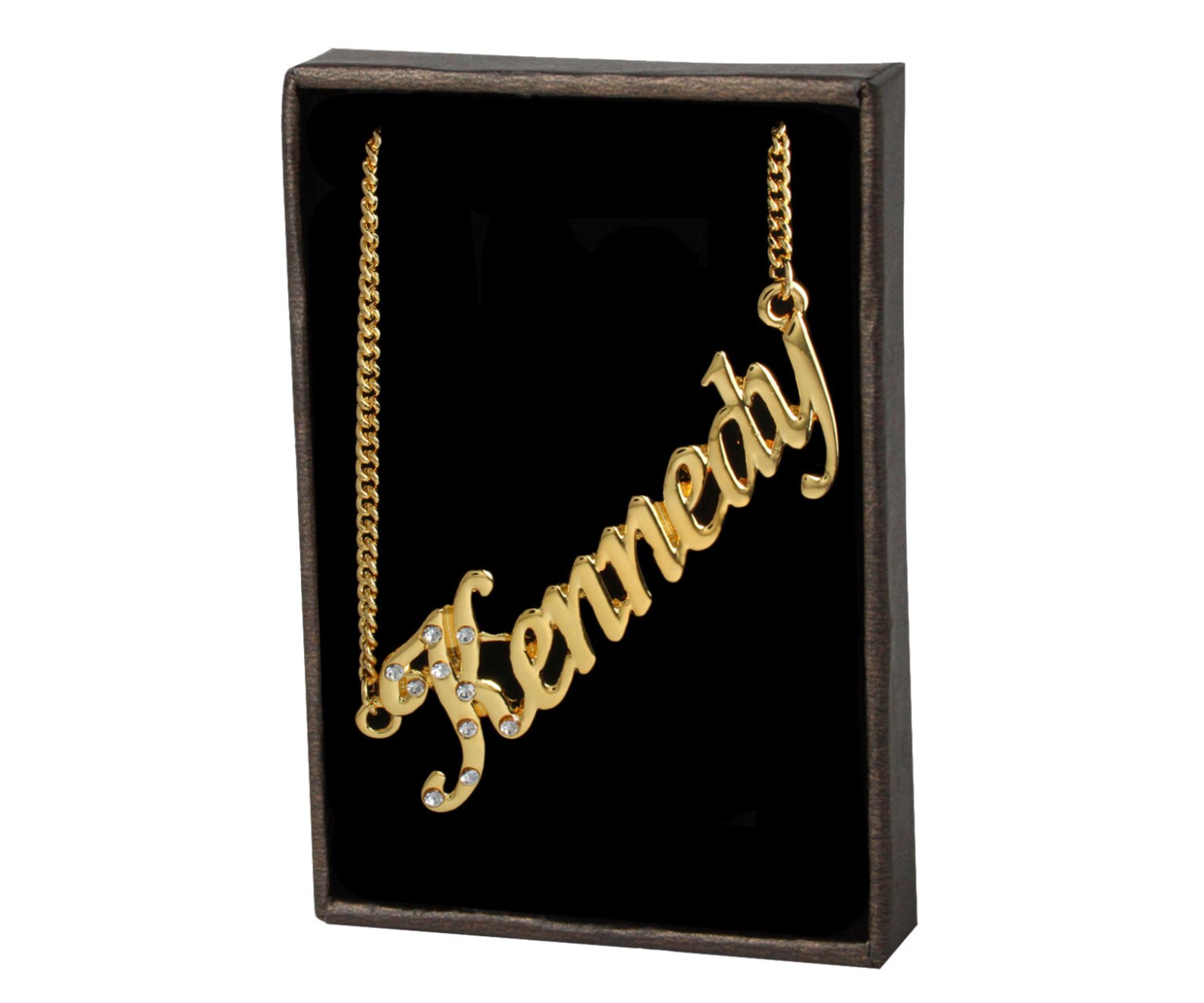 Name Necklace Kennedy Gold Plated 18ct Personalised Necklace With Czech