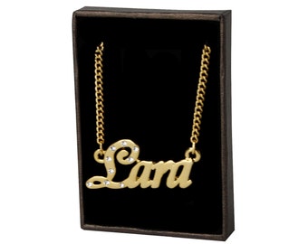 Nombre a collar Lara - plateado 18 quilates personalizados collares de oro con Swarovski Elements