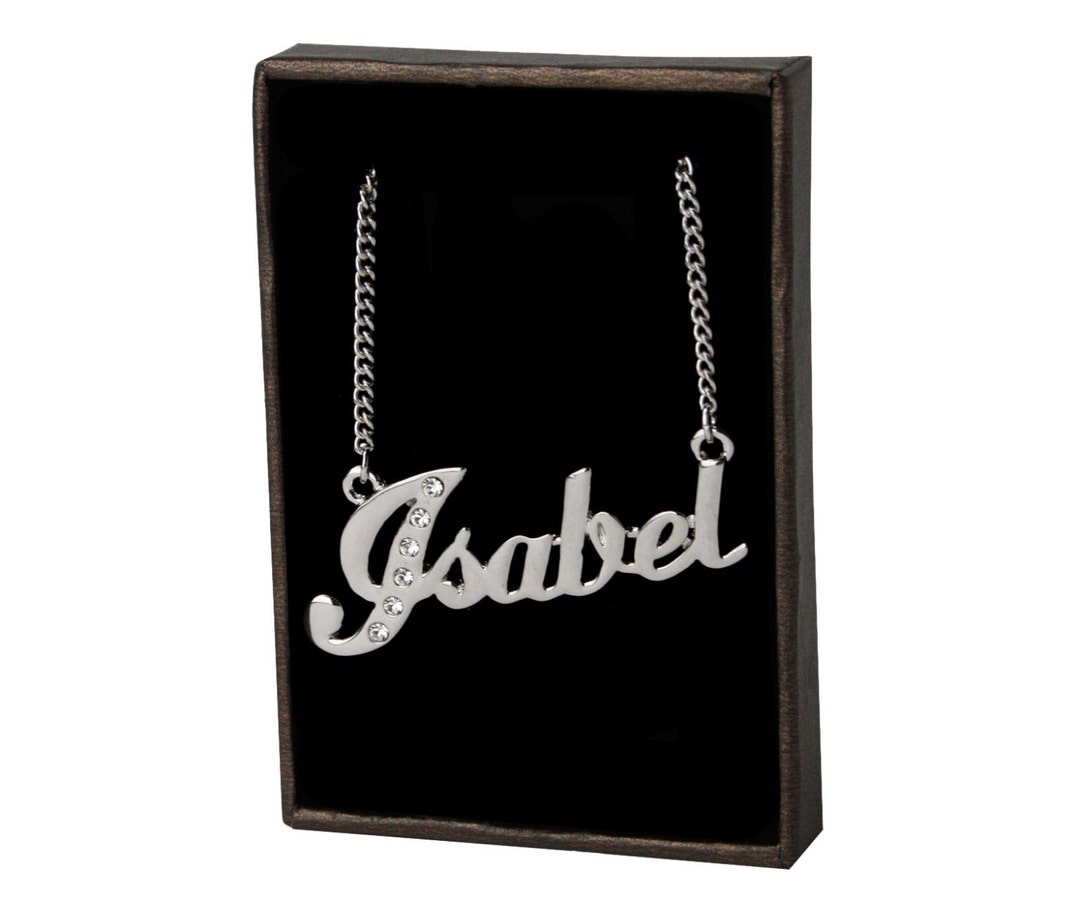 Name Necklace Isabel White Gold Plated 18ct Personalised Etsy