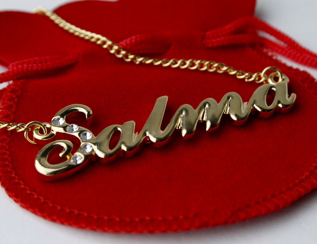 Name Necklace Salma Gold Plated 18ct Personalised Necklace - Etsy ...