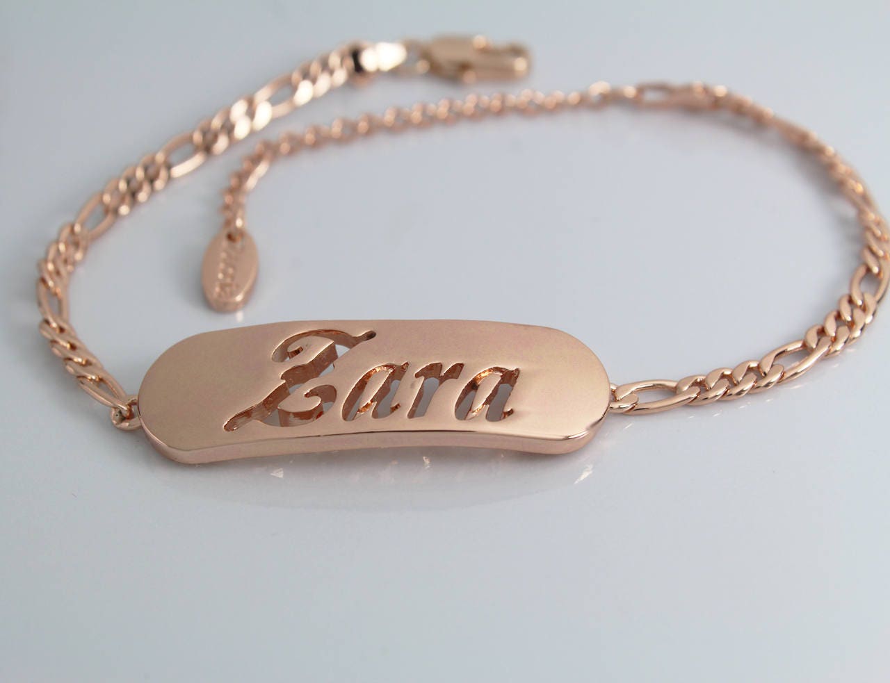 Name Bracelet ZARA Personalised Bracelet. 10 Figaro Chain With