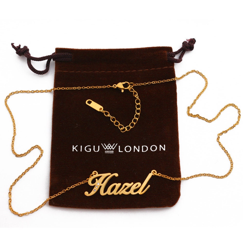 Hazel Name Necklace Personalized Name Jewellery Silver Etsy