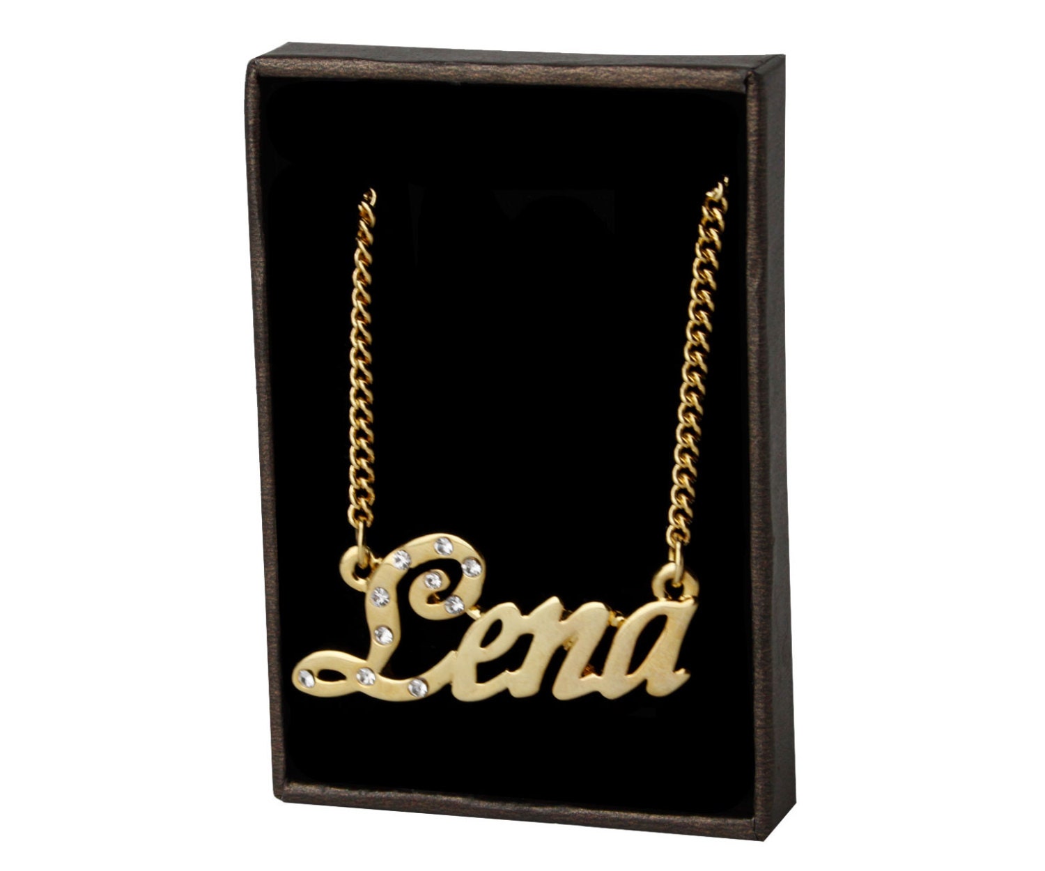 Lena v02-18k Gold Finished Luxury Necklace Personalized Name Gifts