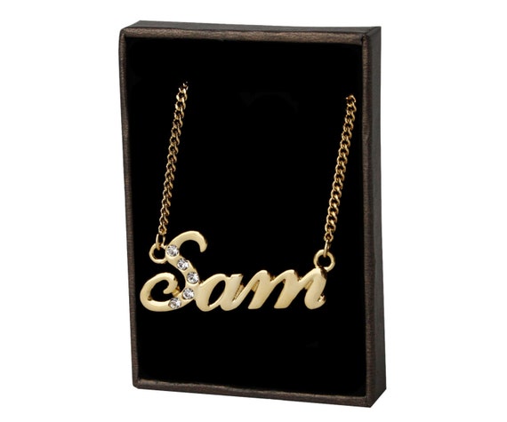 Buy Name Necklace Sam Gold Plated 18ct Personalised Necklace With