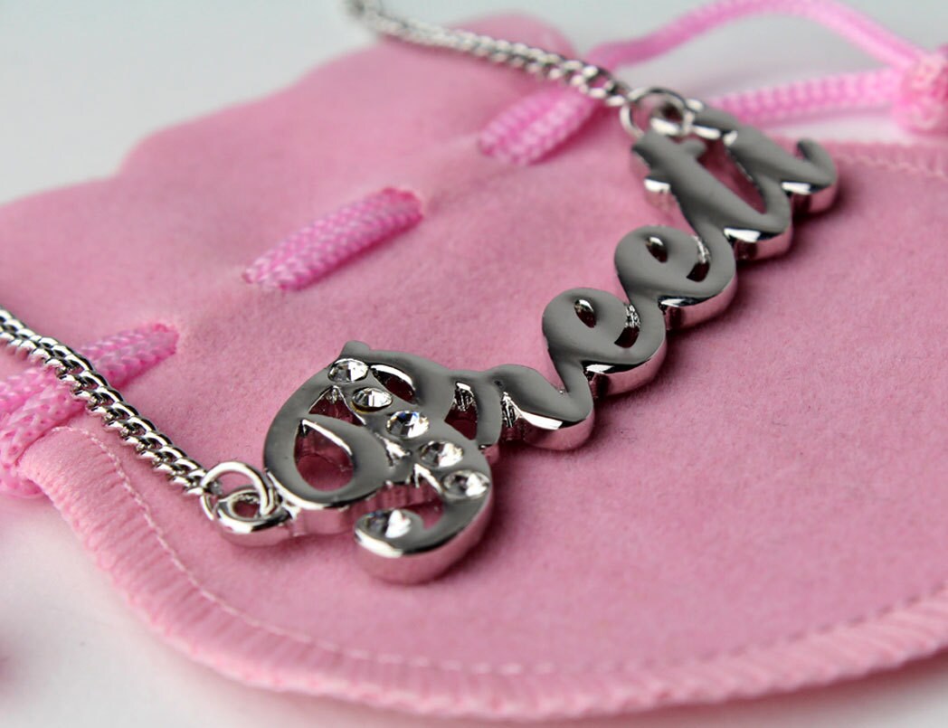 Name Necklace Preeti Gold Plated 18ct Personalised Necklace With