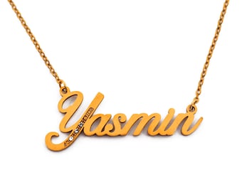 Collar de nombre Yasmin - Joyería de nombre personalizado - Tono plateado y oro - Regalo personalizado para las mujeres - Caja de regalo gratis & Bolsa